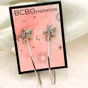 BCBGeneration Silver Tone Hoop & Star Earrings